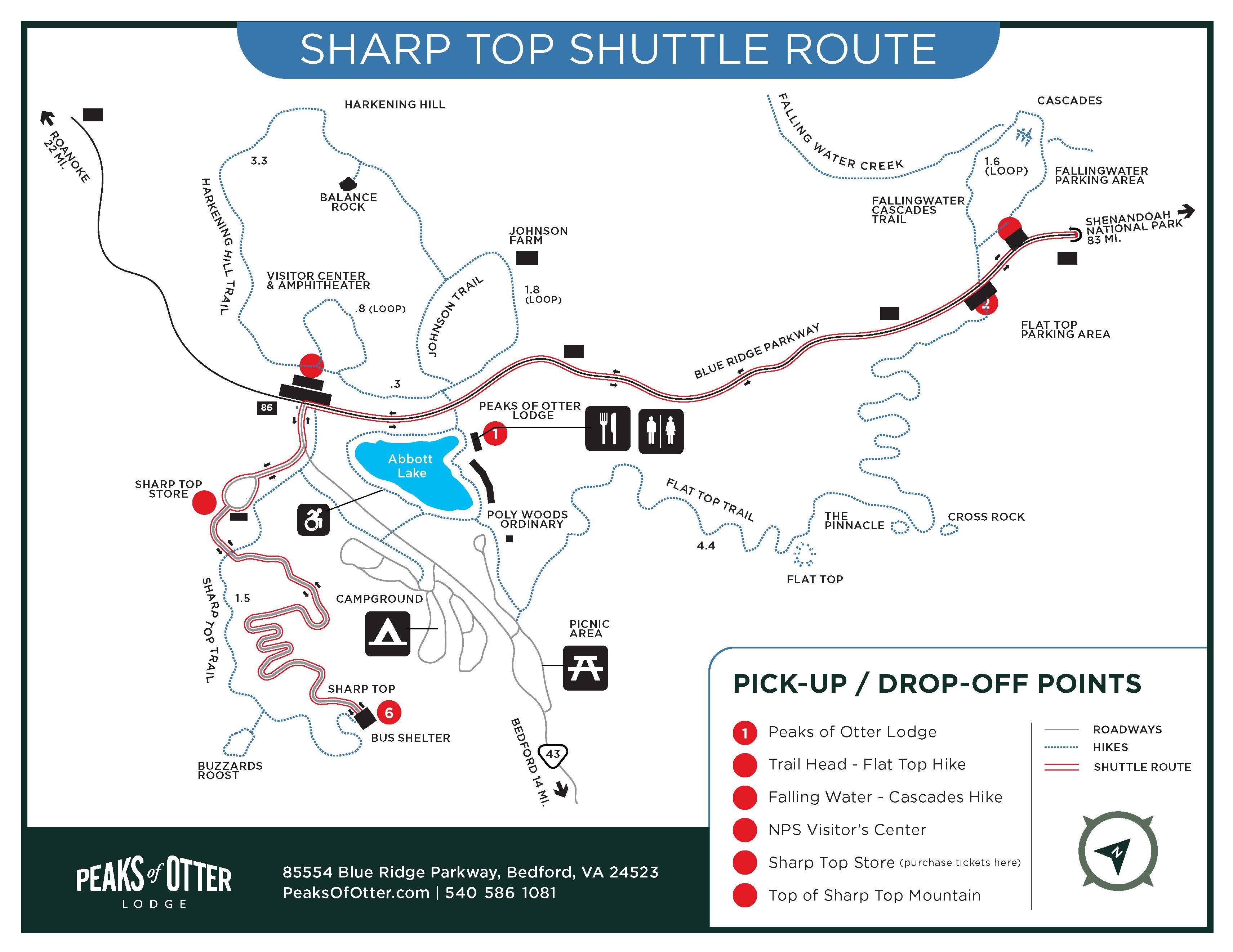 Sharp Top Mountain Shuttle Peaks of Otter Lodge